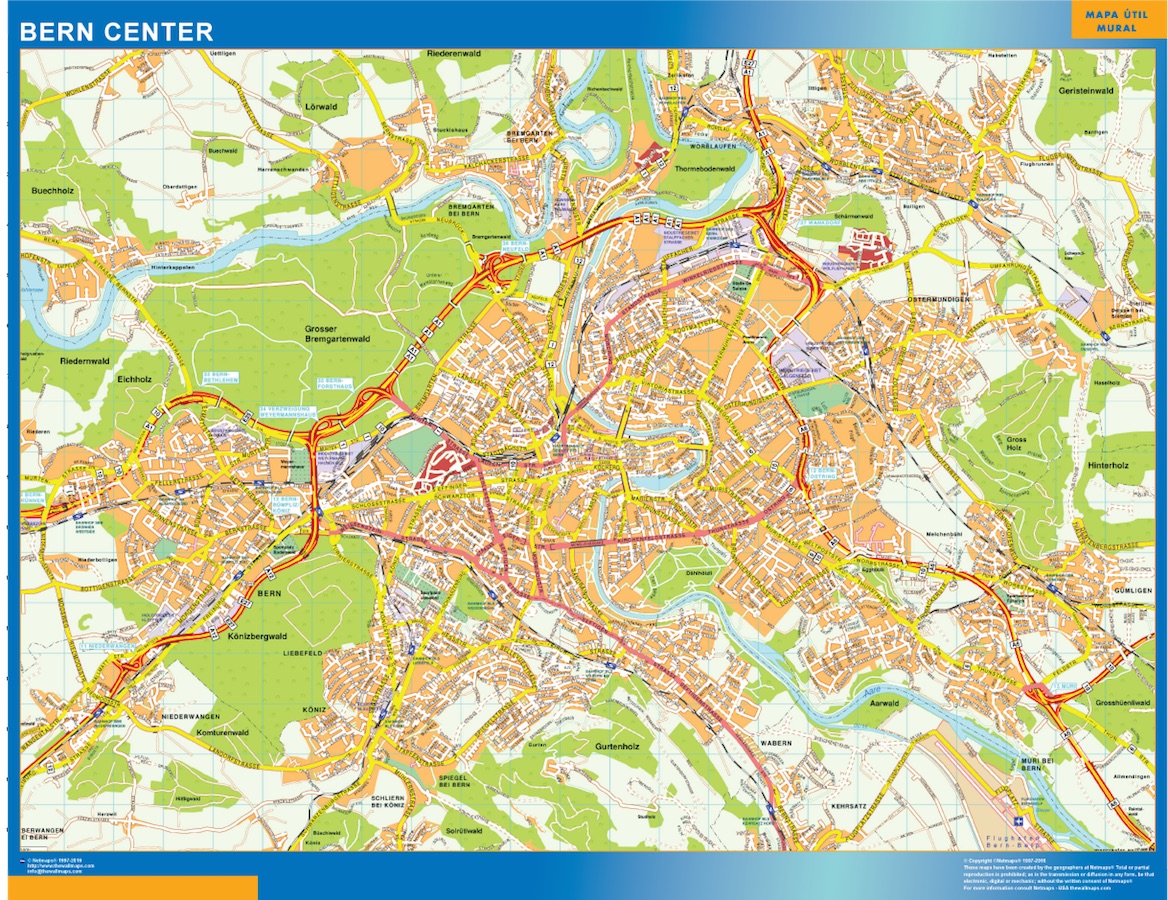 Bern downtown Karte Wandkarten für Deutschland