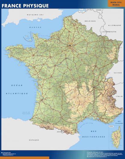 Karte von Frankreich physical
