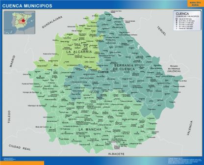 Gemeinden Cuenca Karte von Spanien