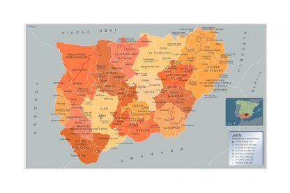 Gemeinden Jaen Karte von Spanien